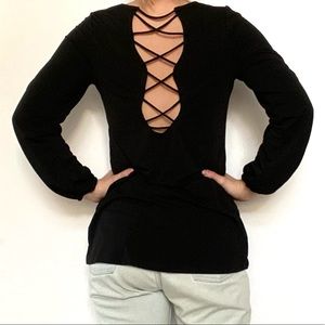Express Blouse Black Open Back